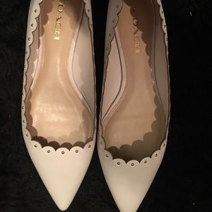 Coach White studded ballet flats